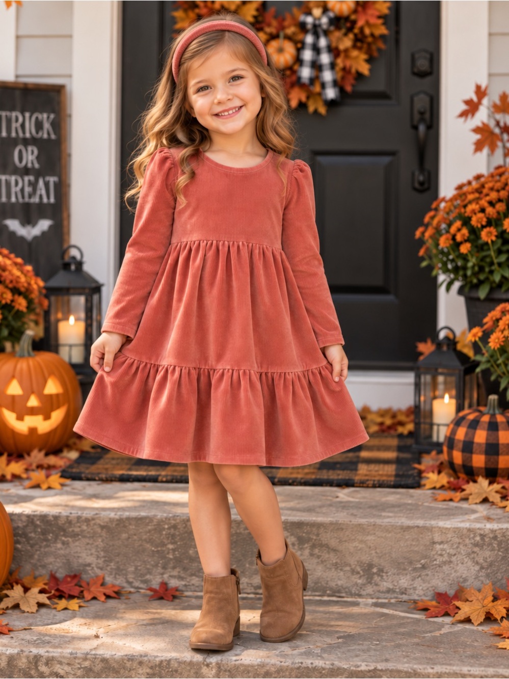 Cynthia Rowley Girls 2T Burnt Orange Fall Dress + Headband NWT